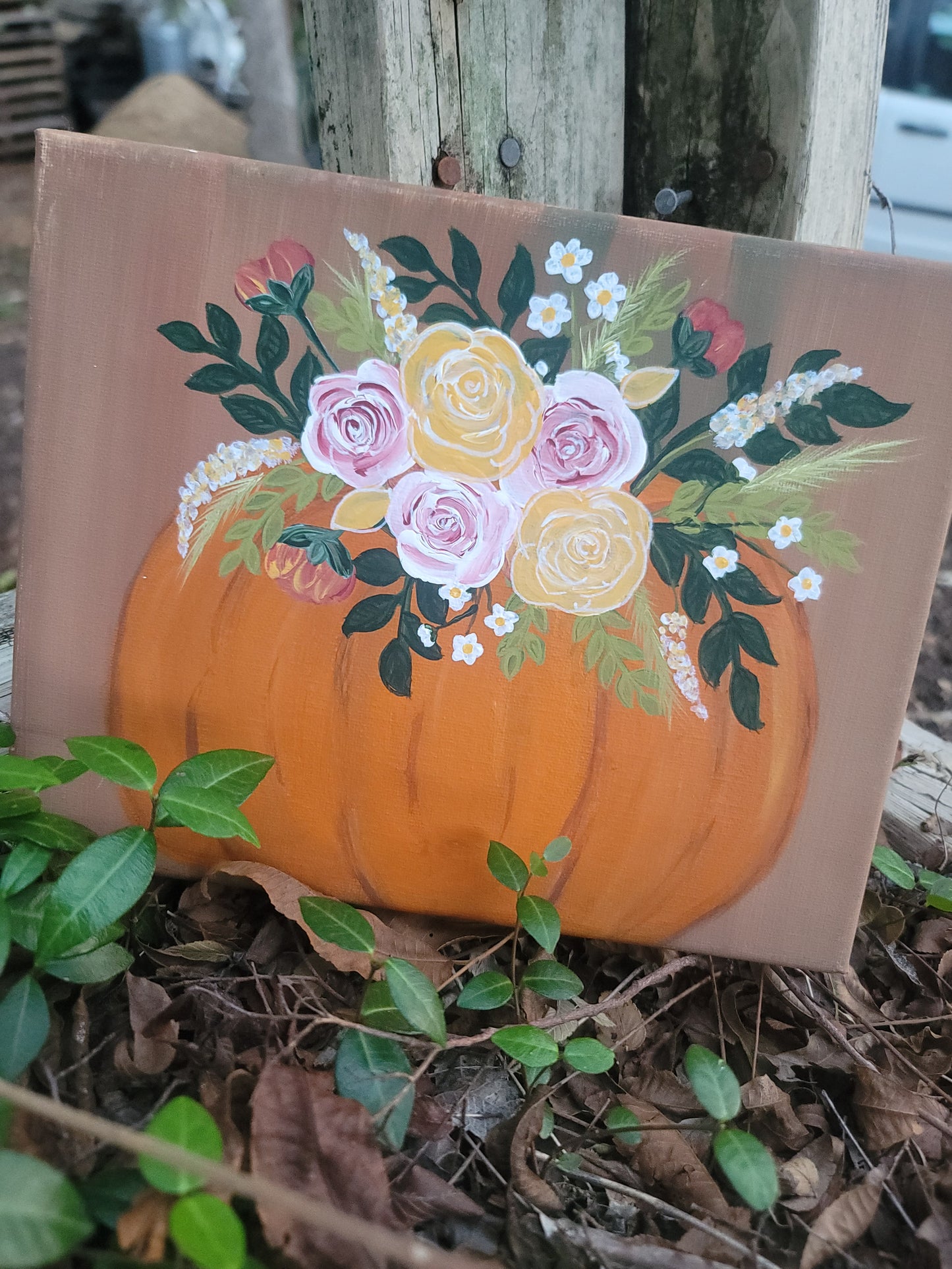 Original #47 - 8" x 10" - Fall Pumpkin Flowers - Sale!